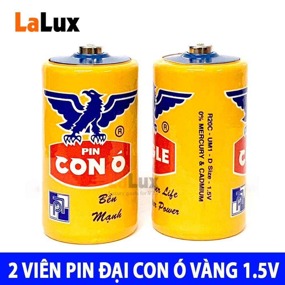 2 Viên Pin Con Ó Đại Màu Vàng 1.5V Dung Lượng Lớn - Pin Con Ó Lớn Màu Vàng, Bền Bỉ Không Rỉ Sét, Đạt Tiêu Chuẩn Quốc Tế