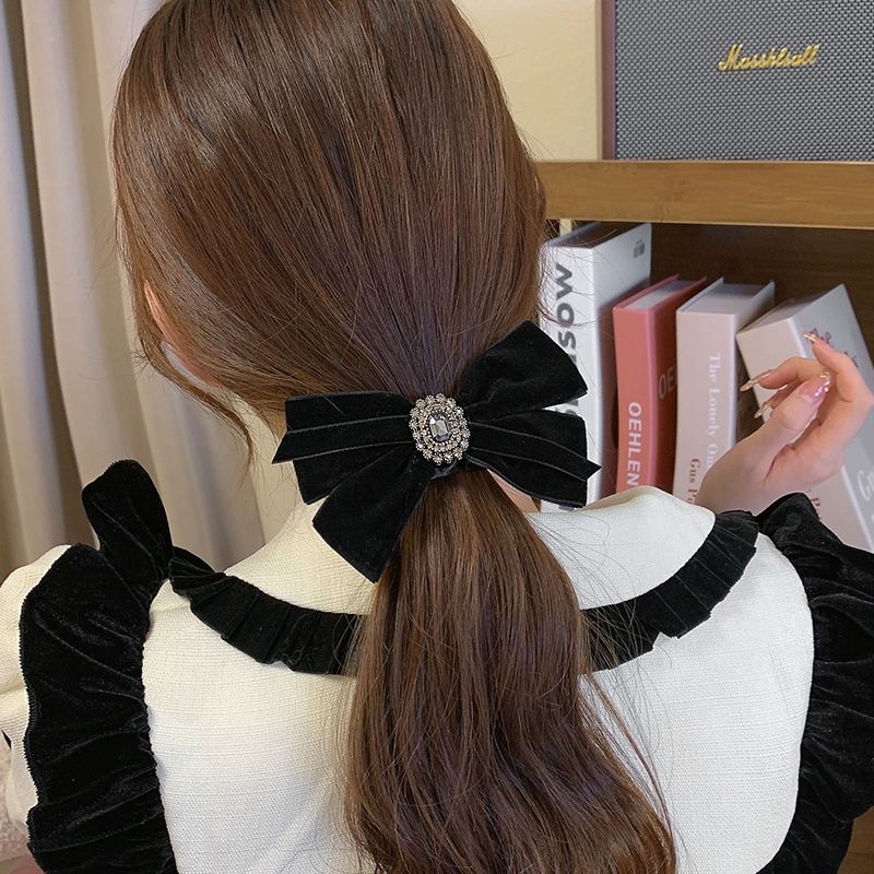 Dây Buộc Tóc Cao Su Satin Thắt Nơ Ruy Băng Cổ Điển Cao Cấp Cho Nữ
