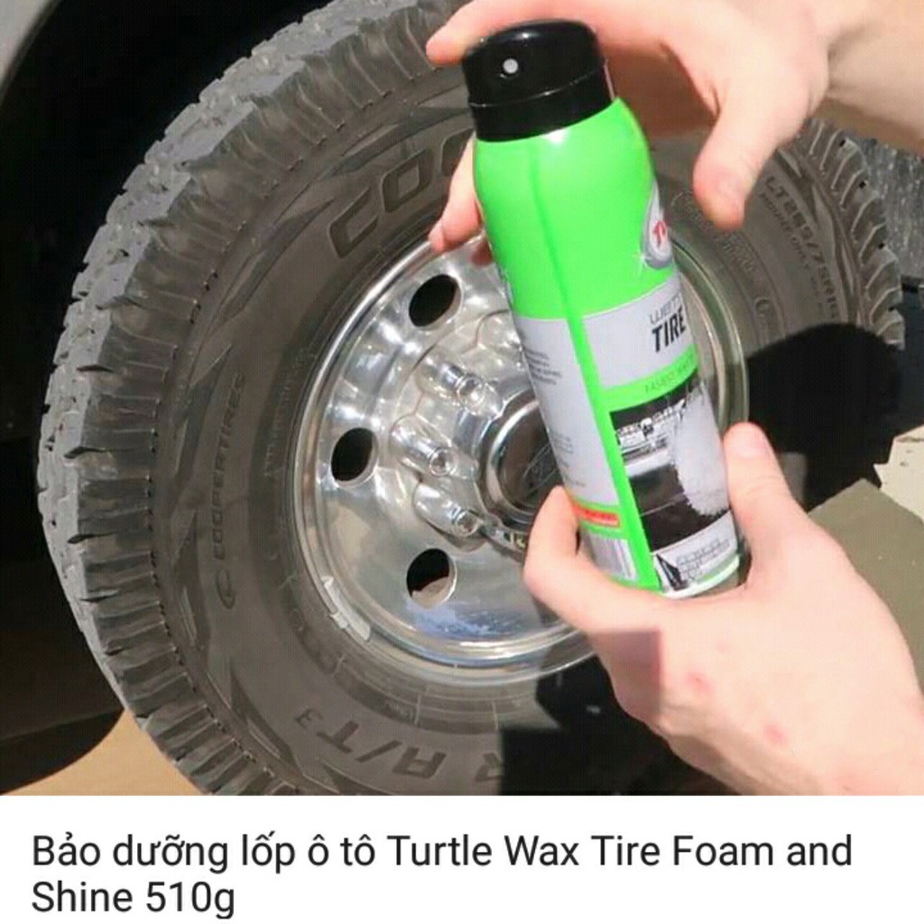 NHẬP KHẨU MỸ - Turtle Wax Tire Foam &amp; Shine- Dung dịch dạng bọt tuyết xịt làm sạch và bóng vỏ, lốp xe Turtle Wax - 550ml