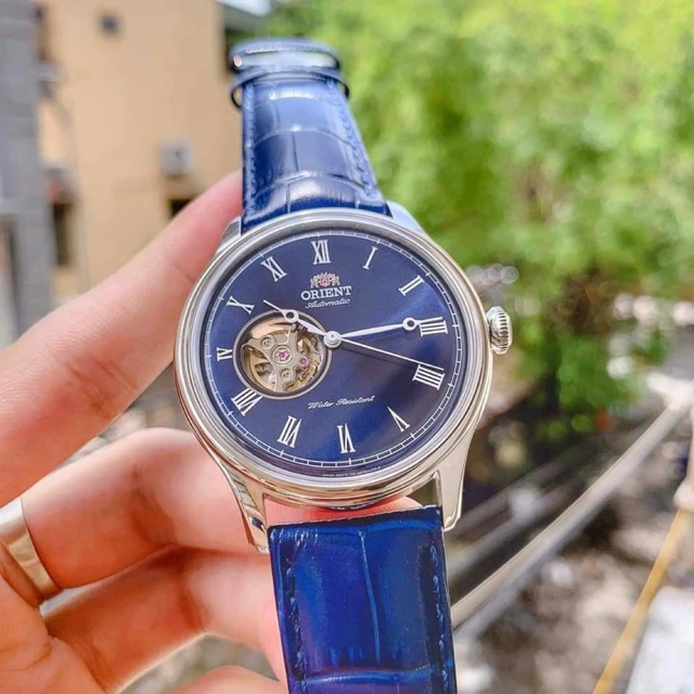 Đồng hồ nam Orient Caballero Blue FAG0004D0 máy cơ Automatic F6T22 hở tim 9h, 22 chân kính, kính Mineral, case 42mm