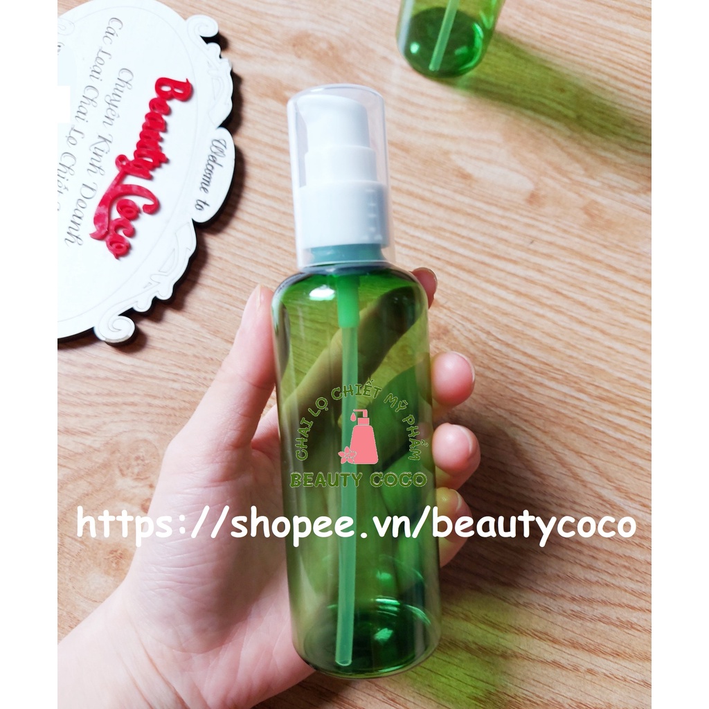 Chai Nhựa Xịt Phun Sương Ấn Giọt Nắp Bật 100ml Xanh Lá Lọ chiết mỹ phẩm Đựng Nước Rửa Tay