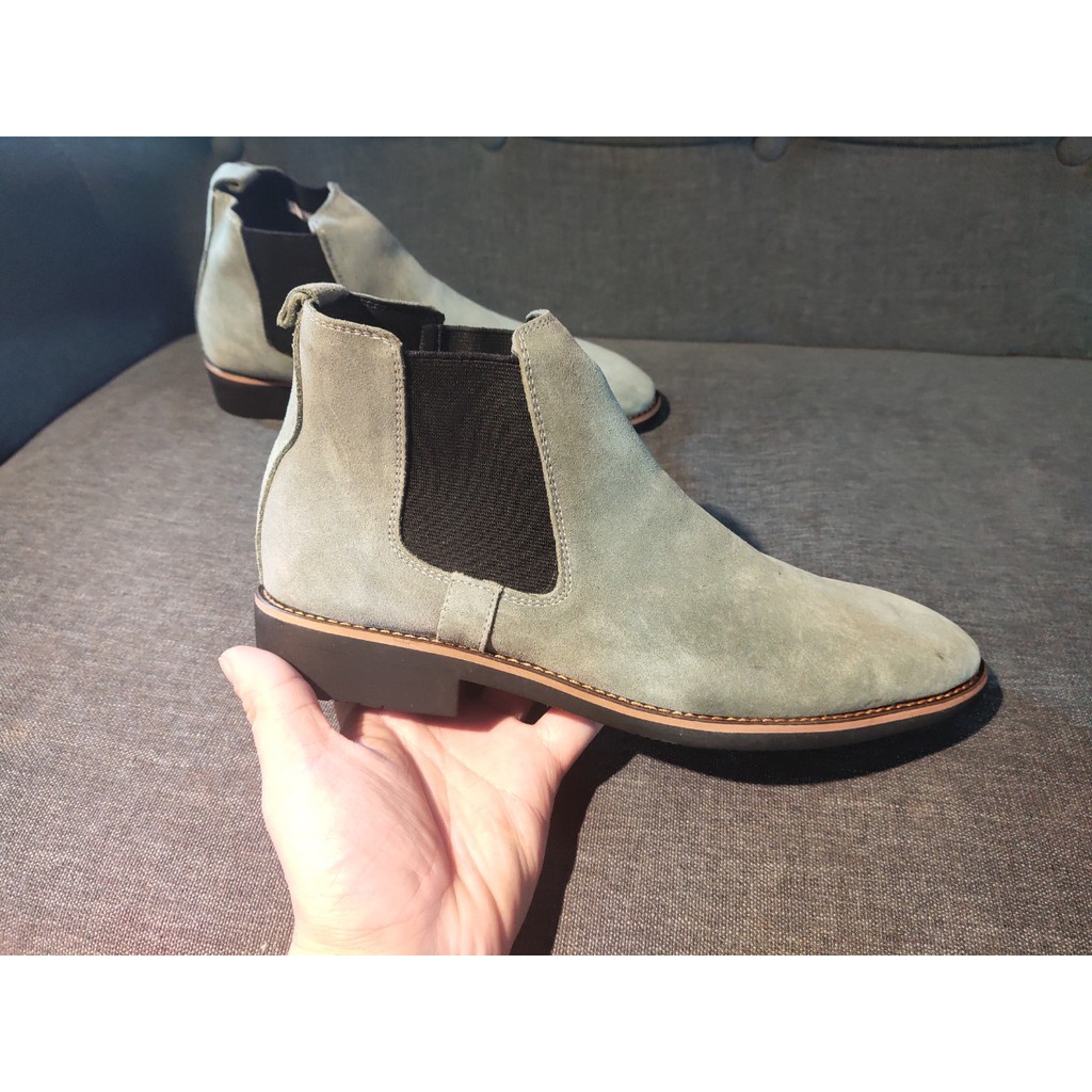 Giày chelsea boot nam da bò lộn nguyên tấm nhập khẩu 2h-58