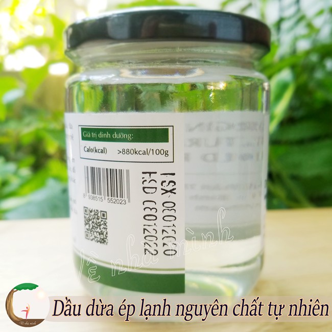 DẦU DỪA ÉP LẠNH NGUYÊN CHẤT HỮU CƠ TỰ NHIÊN 100% 200ML dùng để uống, nấu ăn, dưỡng ẩm cho da, dưỡng tóc, dưỡng mi...