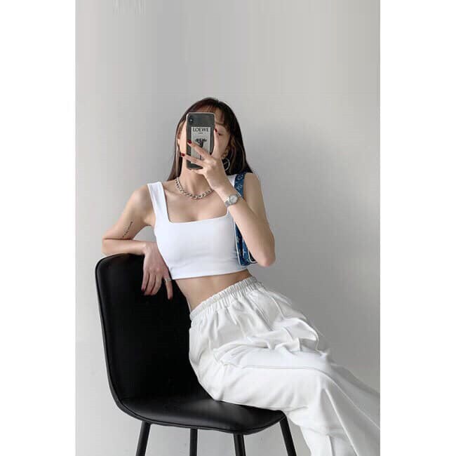 A013 Áo hai dây dây to croptop dáng ôm body sexy Ulzzang năng động, áo crt hai dây đen trắng sát nách trẻ trung Hàn Quốc
