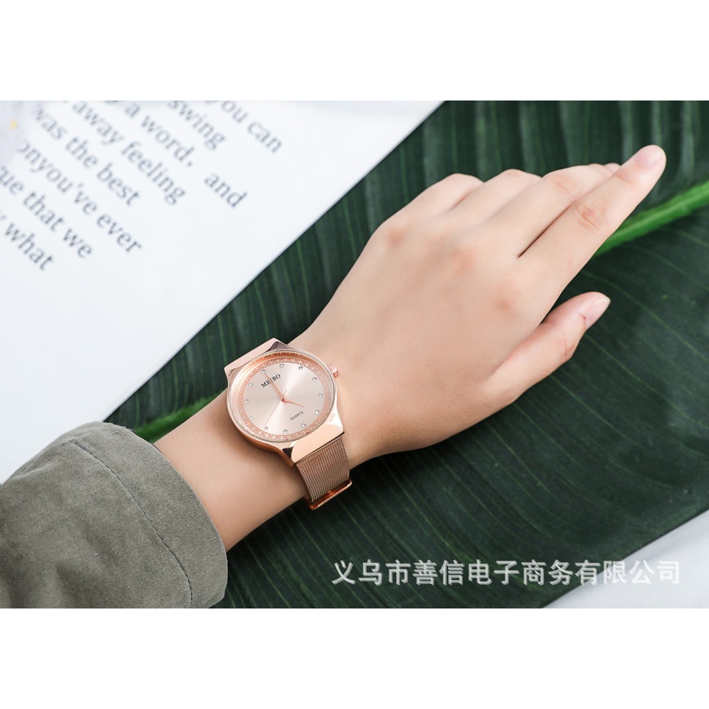 ĐỒNG HỒ NỮ MEIBO DÂY LƯỚI HỢP KIM MB01 MẶT ĐÍNH ĐÁ NHÂN TẠO AH441