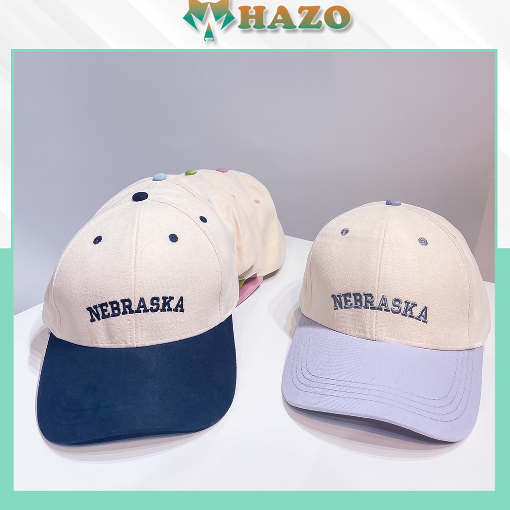 Mũ Lưỡi Trai Nón Kết Nhung Cao Cấp Thêu Chữ Nebraska 439 Phong Cách Ulzzang Form Unisex Nam Nữ - Hazo