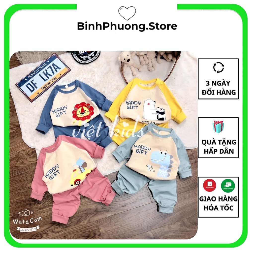 Bộ Thun Lạnh Dài Tay Cho Bé, Bộ Đồ Thu Đông Mặc Nhà Cho Bé Trai Gái Minky Mom 1 2 3 4 Tuổi Binhphuong.Store