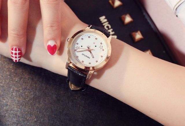(Thanh lý sale 189--&gt; 129k) Đồng Hồ Nữ MINGTUO 1709 dây da Chính Hãng Ánh Sao, có dạ quang gắn kim + vạch số