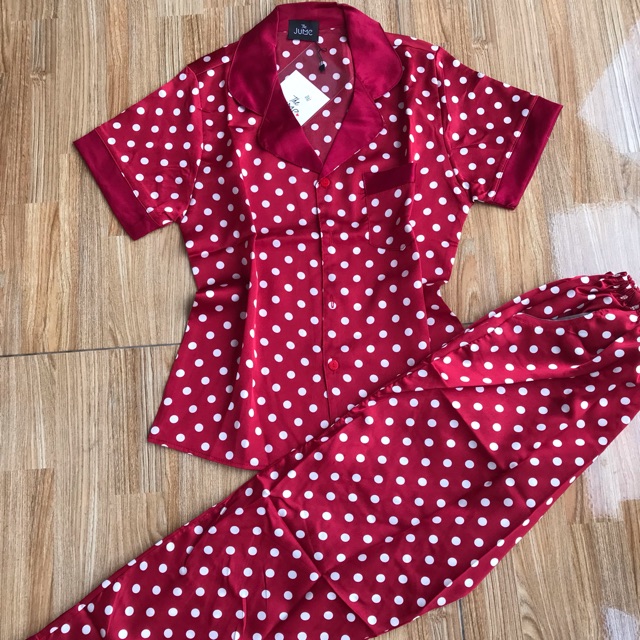 Bộ pijama chấm bi đỏ - hồng thắm