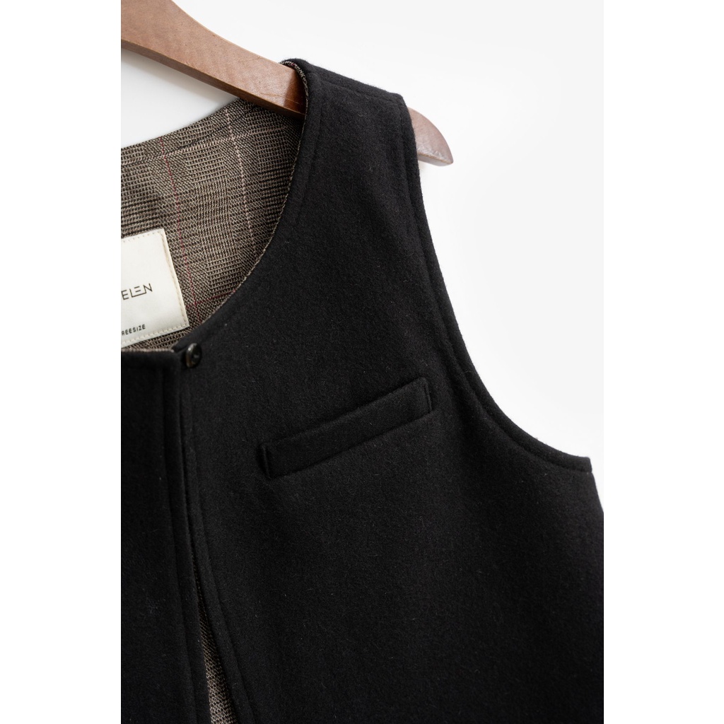 Áo gile dạ nữ MADELEN 1 cúc dáng ngắn freesize | BigBuy360 - bigbuy360.vn