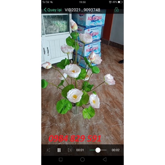 Cụm Hoa Sen 9 Nhánh 50CM, Có Đài Sen