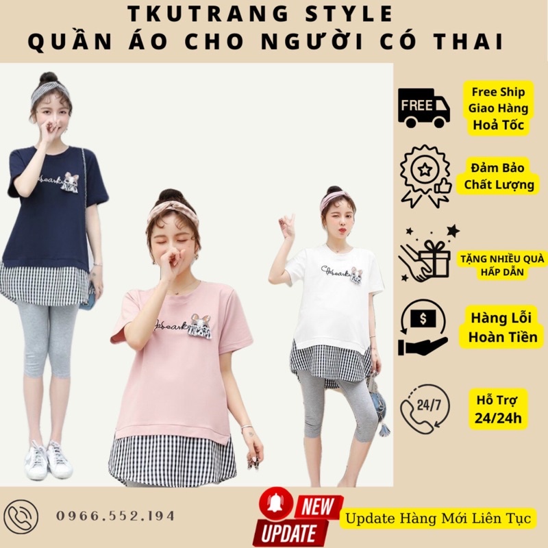 [Sale sốc]Áo Bầu công sở chất cotton phối vạt siêu xinh mặc đi làm đi chơi đều xinh - áo bầu xinh - Tổng kho váy bầu