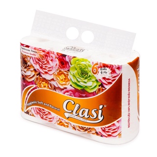 Giấy vệ sinh cao cấp Clasi hoa hồng, siêu dai, mềm mịn, 4 lớp siêu thấm hút, an toàn tuyệt đối, Hàng Công ty chính hãng
