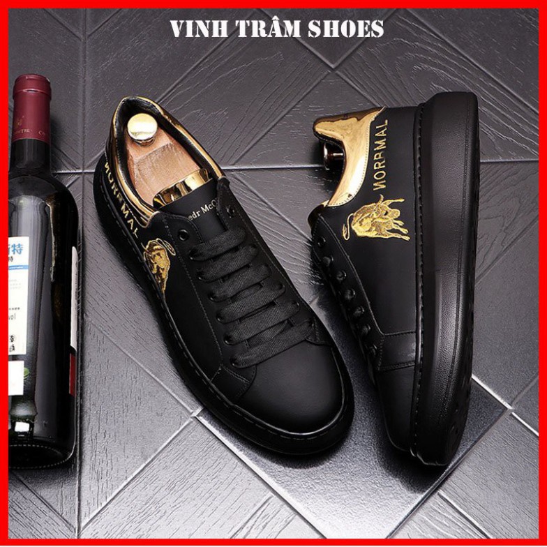 Giày thể thao nam sneaker đế cao 5 cm hai màu trắng đen , hàng sẵn kho 38 -43