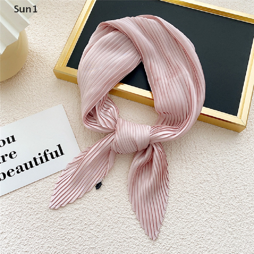 Sun1 &gt; Khăn Satin Xếp Ly Hình Vuông Thắt Nơ Cho Nữ