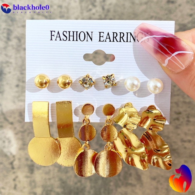 Bộ 6 Đôi Bông Tai Hình Bướm Ngọc Trai Sáng Tạo Thời Trang Cho Nữ