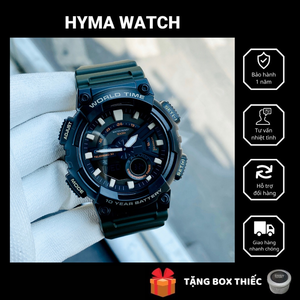 Đồng hồ nam chạy bộ Casio AEQ 110W-1AVDF Bảo hành 1 năm Hyma watch