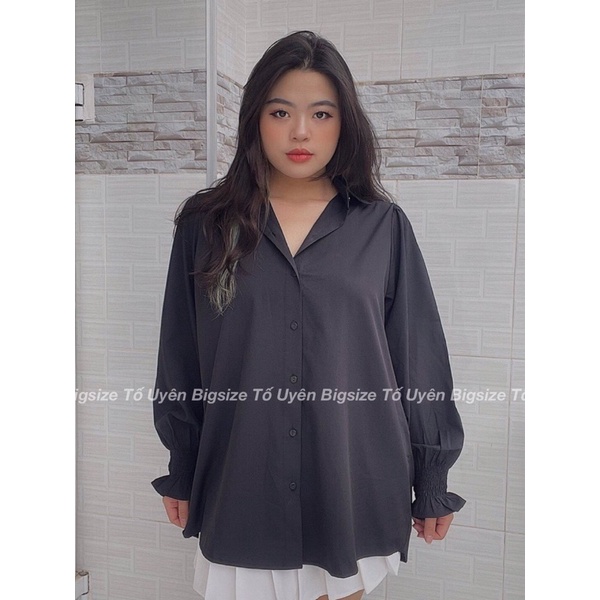 (T.U Bigsize 50-85kg) Áo Sơmi Tay Bo Chun Dáng Dài Loại 1