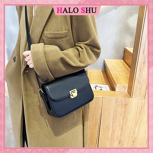 Túi xách nữ đeo chéo dây da dáng hộp đơn giản phù hợp đi chơi HaLo Shu mã DD001