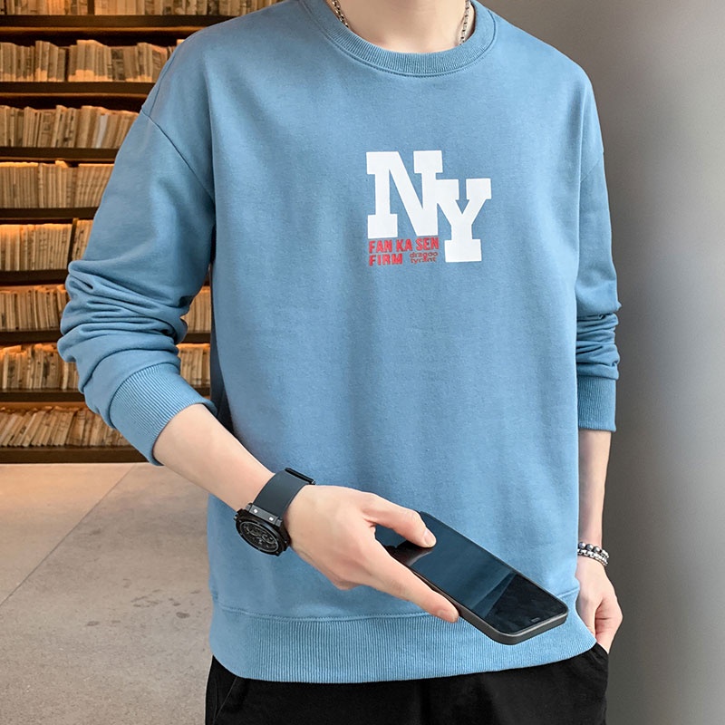 Áo nỉ dài tay cổ tròn in họa tiết thời trang cho nam size M-4XL