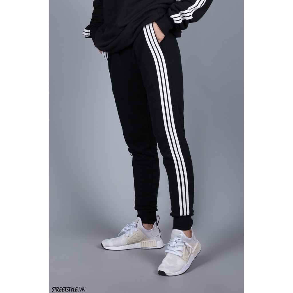 [Mã FAMALLT5 giảm 15% đơn 150K] Quần jogger đen 3 sọc trắng SGES unisex | BigBuy360 - bigbuy360.vn