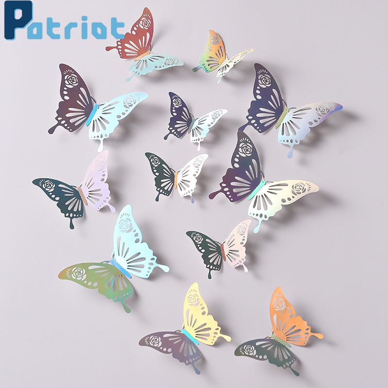 Miếng Dán Tường Hình Bướm 3D Nhiều Màu Trang Trí Phòng Khách/Phòng Ngủ