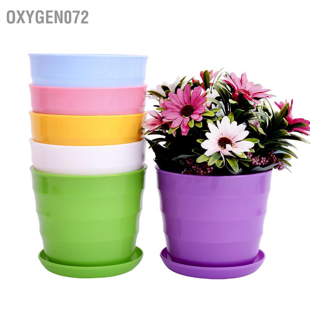 Oxygen072 Oxygen072 Chậu hoa trồng cây hiện đại tròn linh hoạt với khay có thể tháo rời để làm vườn ban công văn phòng