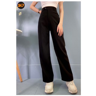 Quần ống rộng culottes suông dài chất dày lưng cao 2 màu đen be (Tất cả là hình thật)