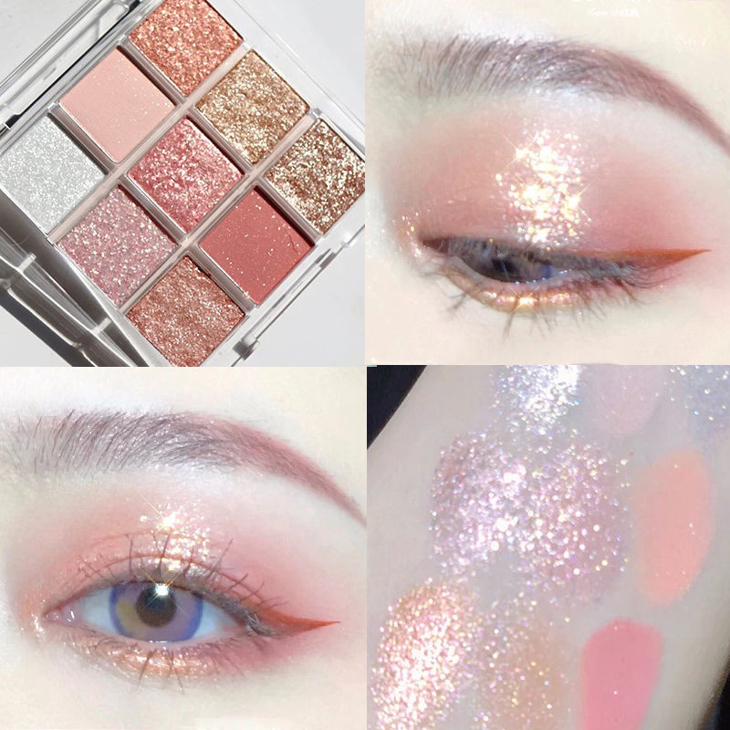 [Hàng mới về] Bảng phấn mắt Dikalu 9 màu hiệu ứng lì và ánh ngọc trai hợp thời trang