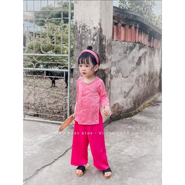 Bộ bà ba gấm tay lửng cho bé gái