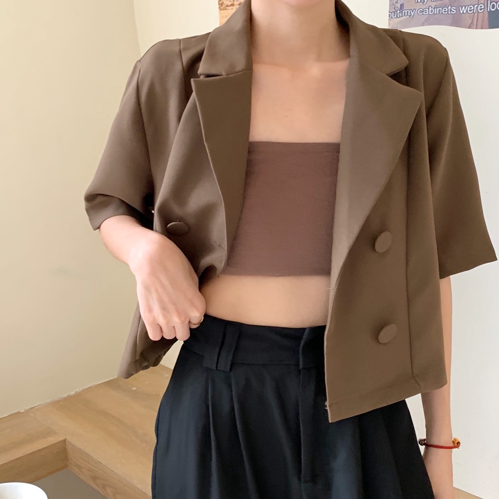 NZN Áo khoác blazer NZN dáng ngắn tay ngắn thời trang mùa hè mới cho nữ (có áo ống bên trong)