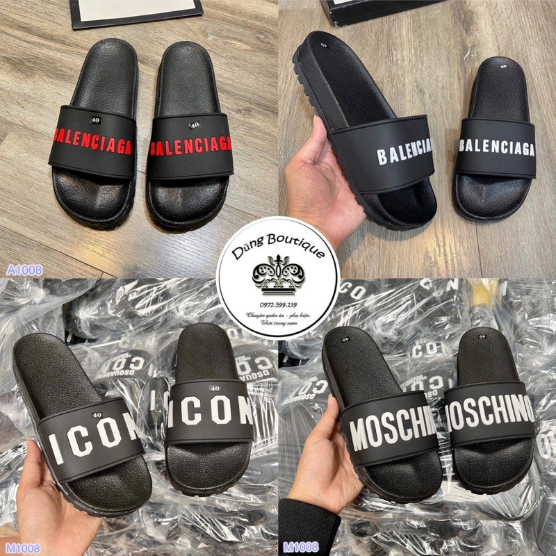 Dép nam quai ngang balenciag,moschino,Icon_Dép lê nam đế đúc cao su_Dép nam mới nhất 2021