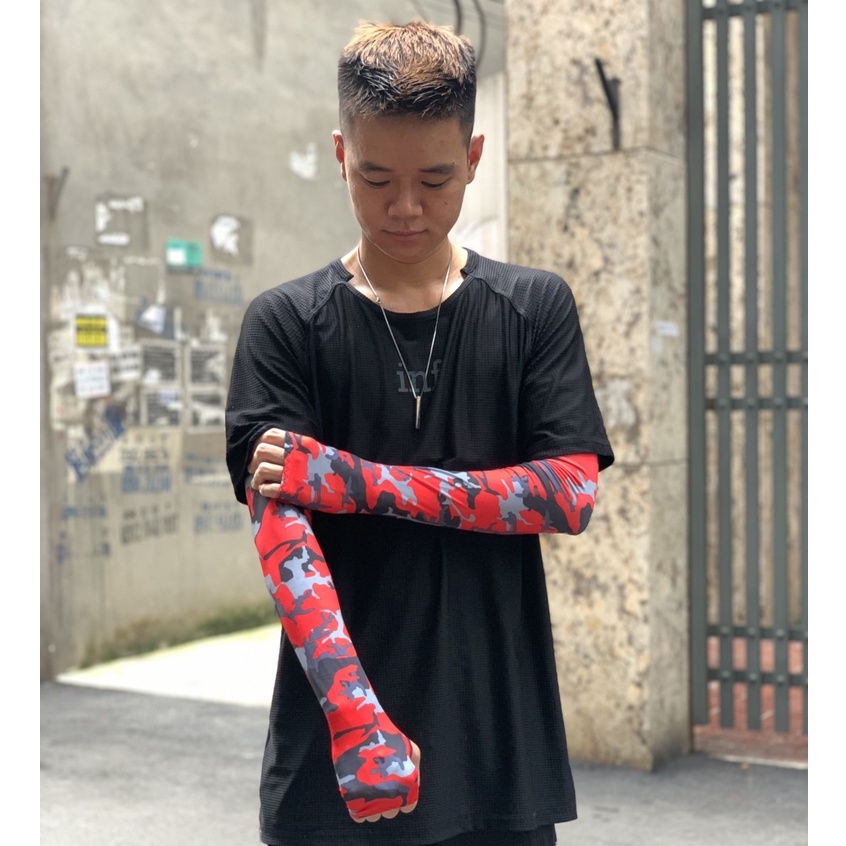 Bao Tay Dài Chống Nắng Nam Nữ Hicool Xỏ Hở Ngón Chống Tia UV Mùa Hè Có Vân Chống Trượt