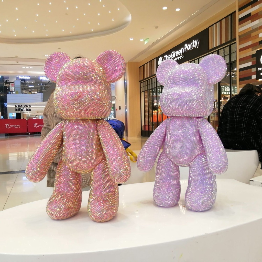 GẤU ĐÍNH ĐÁ - Gấu Bearbirck tự đính đá cực xinh, Bearbrick Handmade  size 23cm