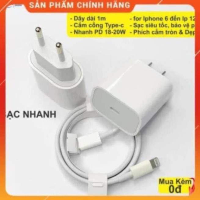 [Freeship - BH 12 Tháng - 1 đổi 1] Bộ cốc cáp sạc NHANH type C Iphone PD cho IP 8/8Plus/X/XS max/11 pro/12 promax/ipad