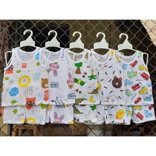 Combo 5 bộ ba lỗ cotton giấy cho bé trai bé gái từ 5-15kg