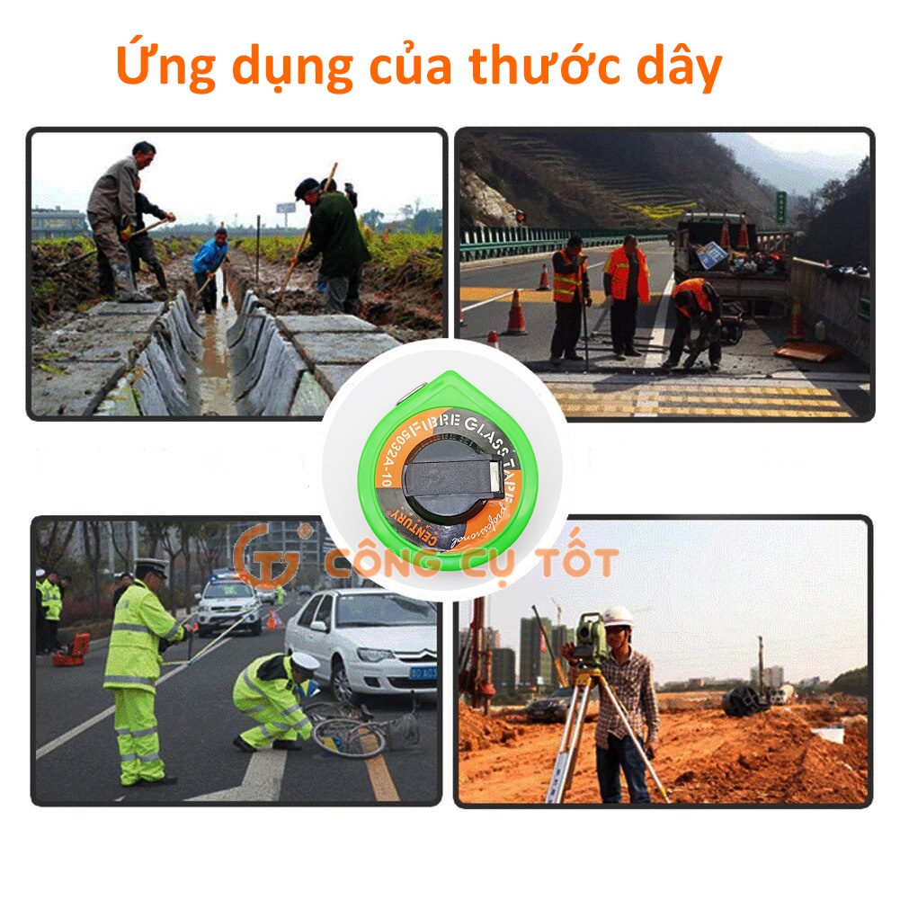 Thước dây kéo sợi thủy tinh hộp cuộn giọt nước 10m Century 5032A-10