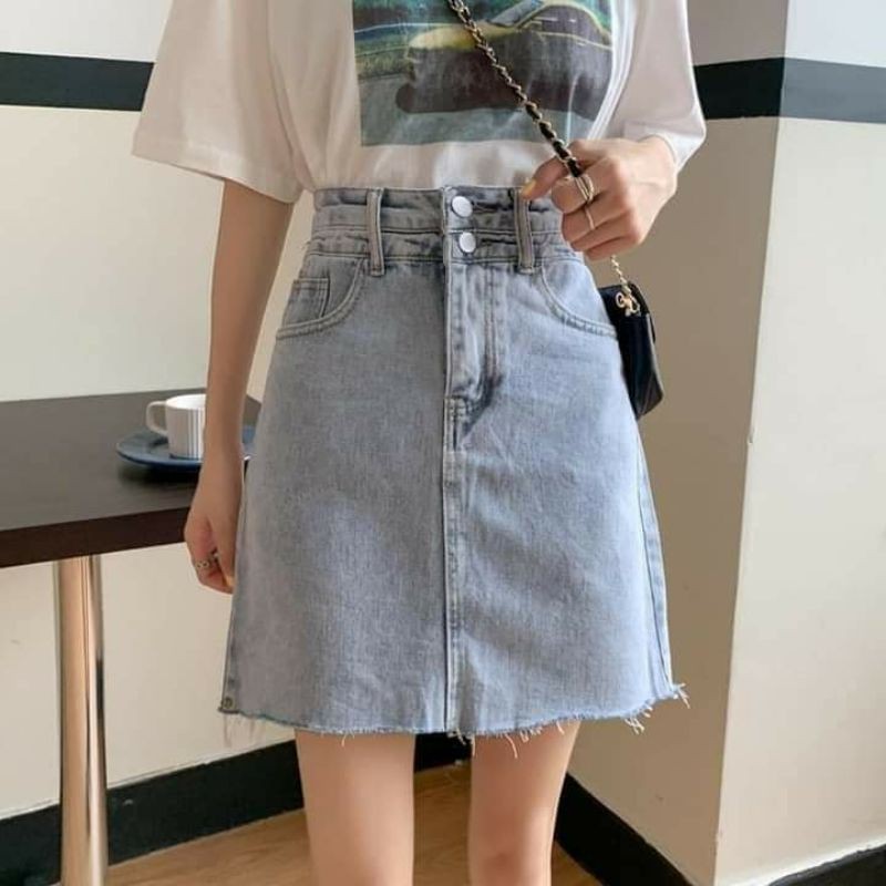 Chân váy bò tua ngắn