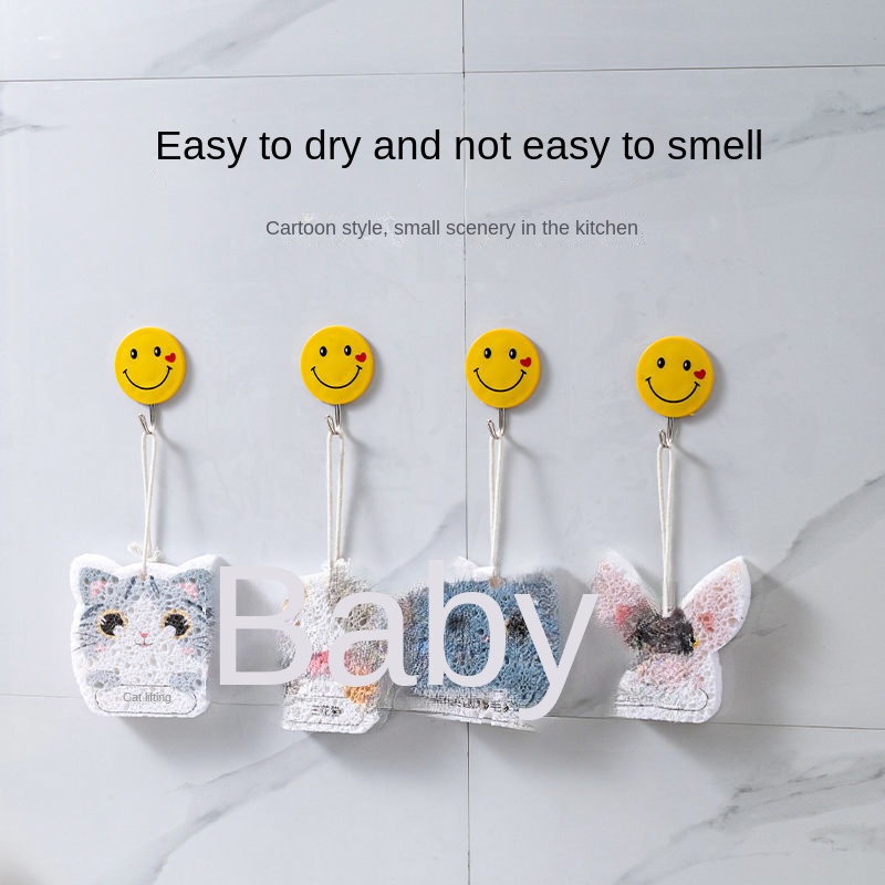 Miếng Xốp Rửa Chén Bằng Cotton Bột Gỗ Không Thấm Dầu Thiết Kế Hoạt Hình Dễ Thương