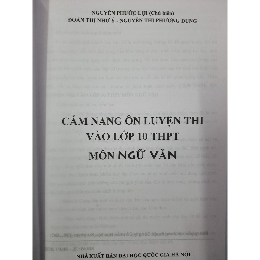 Sách - Cẩm nang ôn luyện thi vào Lớp 10 THPT môn Ngữ Văn