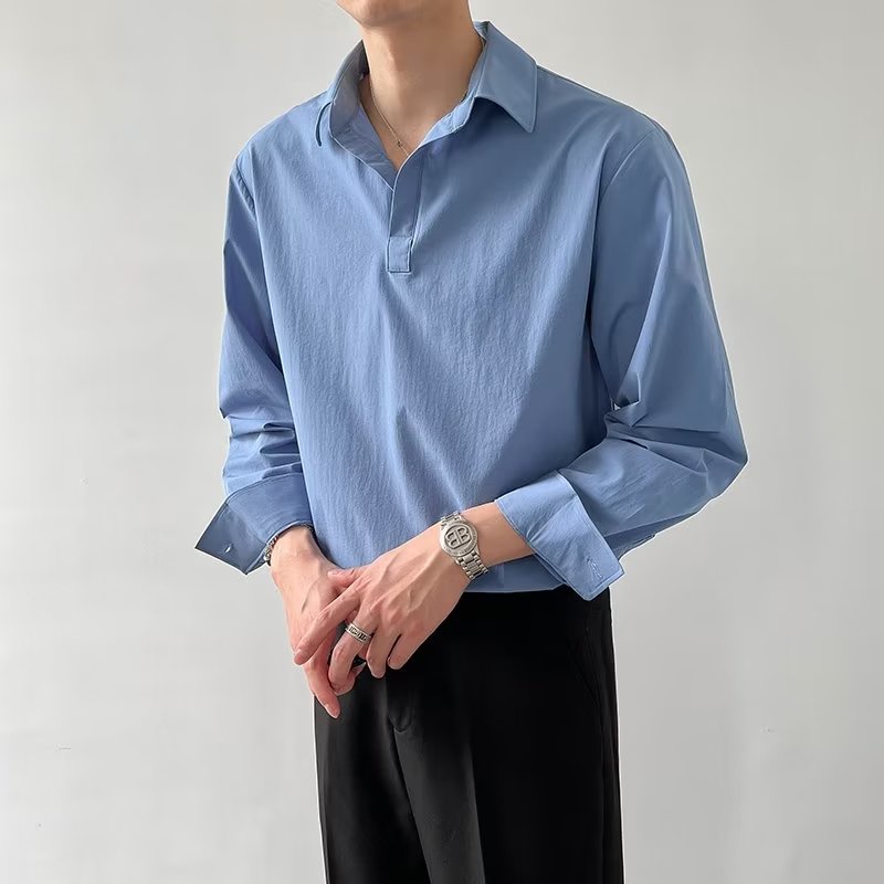 Áo Sơ Mi Tay Dài Dáng Rộng Phong Cách Hàn Quốc Thời Trang Mùa Thu Cho Nam Giới Có 3 Màu Size M-2XL