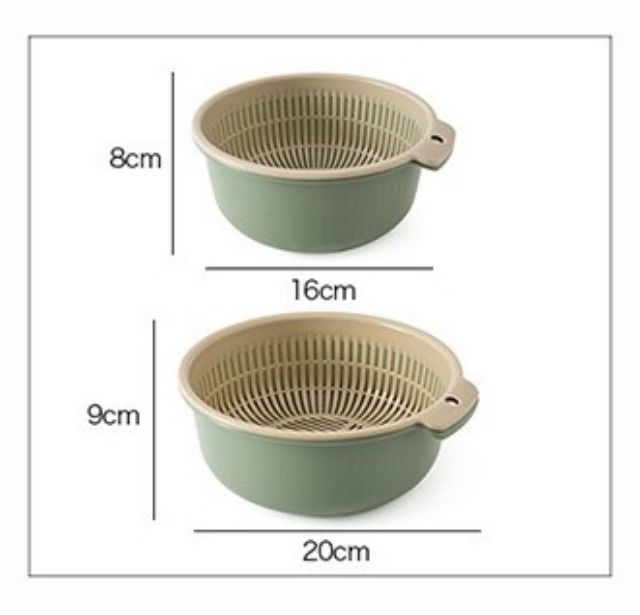 Rổ kèm thau rửa rau củ quả 2 lớp tiện dụng