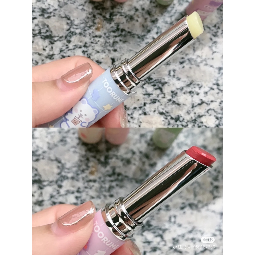 Son môi Toorune màu hồng họa tiết gấu dễ thương kháng nước lâu trôi 1.8g
