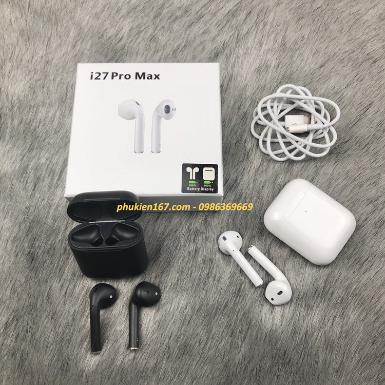 Tai nghe i27 Pro Max - Bluetooth 5.0 - Định vị đổi tên - Sạc không dây - Đầy đủ chức năng cao cấp | BigBuy360 - bigbuy360.vn