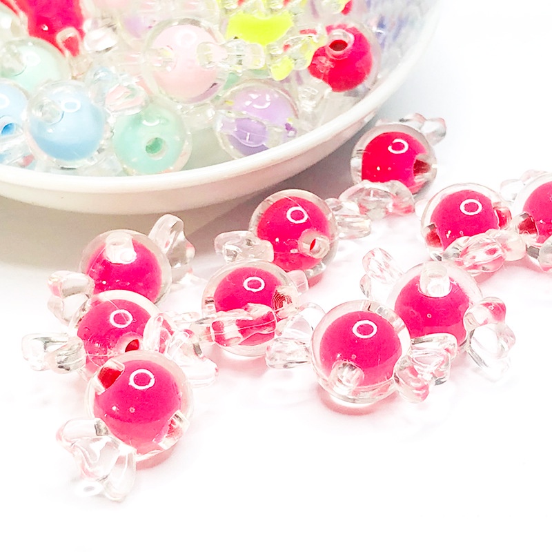 Set 20 Hạt Nhựa Acrylic Màu Kẹo Dùng Làm Trang Sức Cho Bé