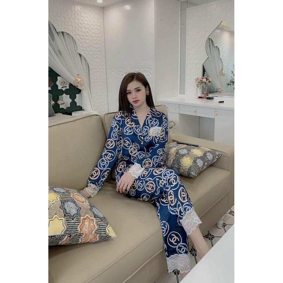 Bộ pyjama mặc nhà chất liệu lụa satin siêu hot, bộ đồ satin freesize cho người dưới 60kg