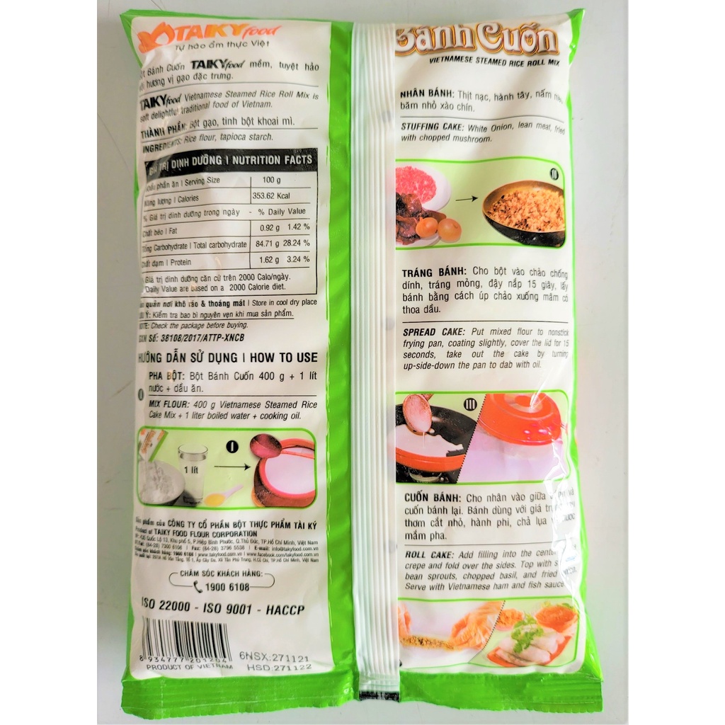 [Túi 400g] BỘT BÁNH CUỐN [VN] TÀI KÝ Vietnamese Steamed Rice Roll mix (halal)