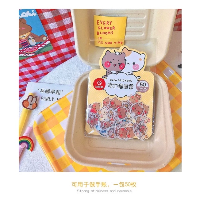 Túi 50 miếng Sticker cute dán trang trí hình động vật dễ thương