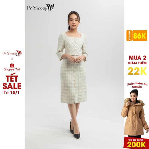 Áo sơ mi nữ kẻ tay lỡ IVY moda MS 17M5984