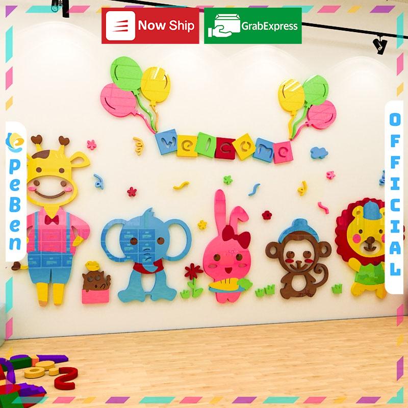 Tranh Mica trang trí Bách thú Trang trí phòng cho bé, Trường mầm non Nhiều Size - EPeBen